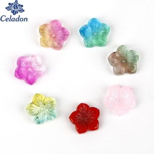 Mixed Color 5pcs 13x13mm Five Petal Flowr Beads Czech Crystal Charms Pendants DIY Handmade Earring Jewelry Making