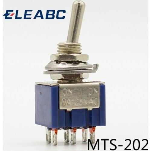 5pcs/Lot MTS-202 Navy Blue 6-Pin DPDT ON-ON Mini 6A125VAC Miniature Toggle Switches