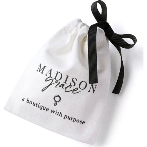 100pcs/lot Custom Jewelry cotton Bag Printed logo small order accepted drawstring bags gift bags