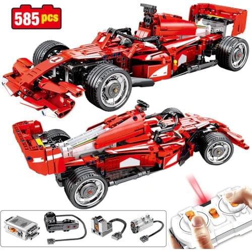 585PCS City DIY Remote Control Racing Car Model Building Blocks Technical RC F1 Car Bricks sets Toys For Children boys