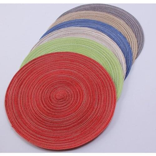 6/4pcs/set Round Ramie Insulation Pad Solid Placemats Linen Non Slip Table Mats Kitchen Accessories Decoration Home Pad Coaster