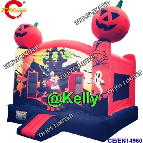 Free door shipping halloween pumpkin inflatable bouncy castle for sale, portable inflatable halloween bounce house cheap bouncer