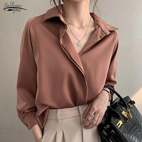 Fashion Autumn 2020 Women Blouses Solid Plus Size Female Clothes Loose Shirt Long Sleeve Blouse Simple OL Feminine Blusa 11193