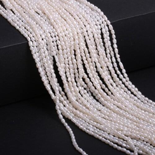 Natural Freshwater Pearls Beads Rice Shape Loose Spacer Beads for Jewelry Making DIY Necklace Bracelet Accessories 2-2.5mm