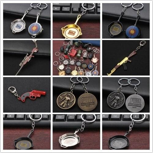 Jedi Survival Escape Kill Eat Chicken Game Surrounding Weapons Model 98K Sniper Rifle Metal Pan Key Chain Pendant PUBG Gift