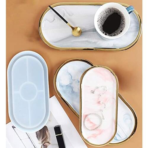 DIY Dish-shaped Resin Mold Silicone Mold DIY Oval Dish Resin Ashtray Trays Mold Jewelry Storage Box Making Tools Plate Mould