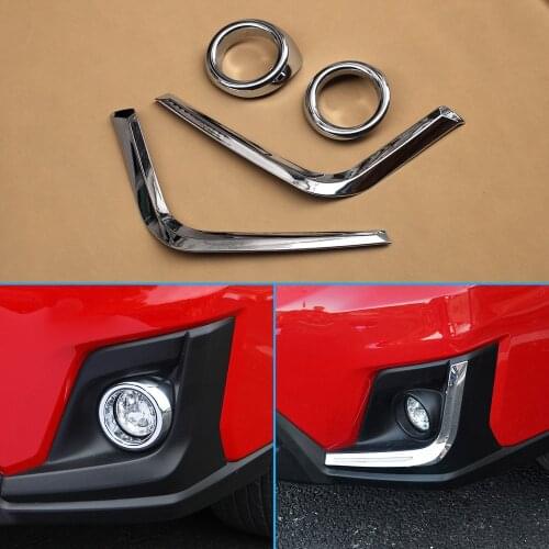 Glossy 4Pcs/Kits Fog Light Ring + L Strips Chrome Accessories For 2018 Subaru XV Crosstrek Front Fog Lamp Finer Cover Garnish