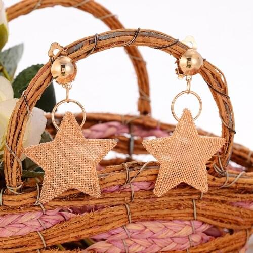 Hesiod Antique Fashion Gold Color Star Butterfly Square Mesh Dangle Drop Earrings for Women Girls Gifts