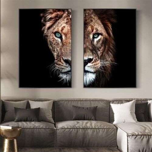 Lion head canvas art posters and prints animals nordic art canvas wall painting art lion pictures living room decoration
