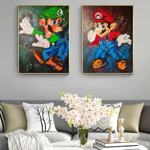 Super Mario Graffiti Art Canvas Paintings on the Wall Art Posters and Prints Modern Street Art Pictures Home Decoration Cuadros
