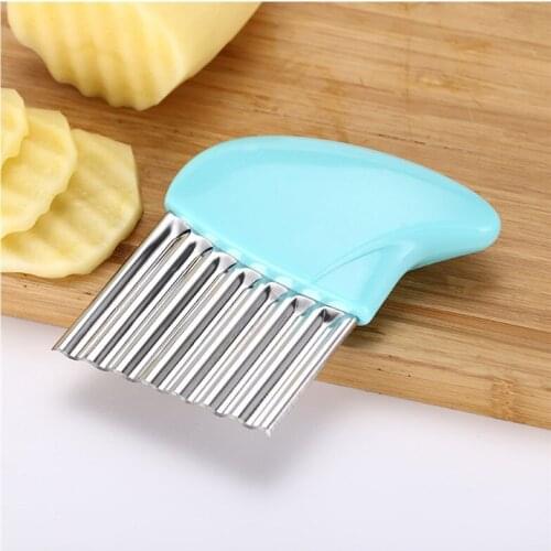Potato Chip Wavy Cutter Vegetable Fry Fries Hand Chipper Tool Crinkle Blade Tool
