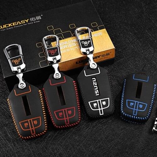 Leather case for isuzu truck MU-X D-MAX 2017 2018 Car Key Cover wallet holder remote car key case 2-is1
