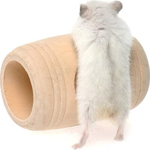 Rat Hamster Mouse Wooden Bed House Cage Toy Wine Cask Design Rat Small Pet Toy