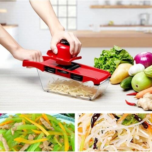 Kitchen Vegetable Cutter Multifunctional 6in1 Slicer with Steel Blade Mandoline Slicer Manual Potato Peeler Carrot Grater Dicer