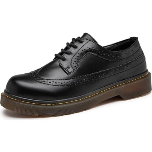 New mens shoes low-cut Oxford bottom big head Martin boots Korean version of the trend spirit guy leather shoes mens shoes mot