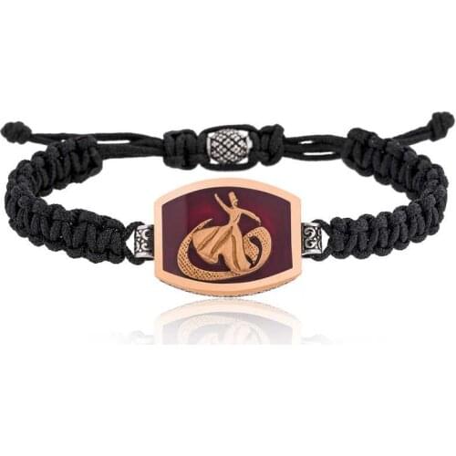 Silver Whirling Dervish Vav Pattern Macrame Men 'S Bracelet