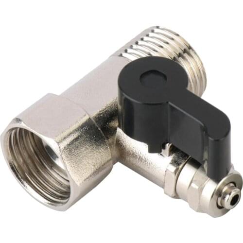 Nickel Plated 1/2'' to 3/8'' Ball Valve Faucet Tap Shut-off Switch Tee Union