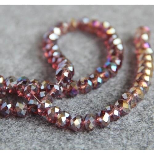 New 6*8mm Faceted Purple AB+ colorful glass Crystal beads stone beads loose 15inch Hand Made DIY Jewelry making design wholesale