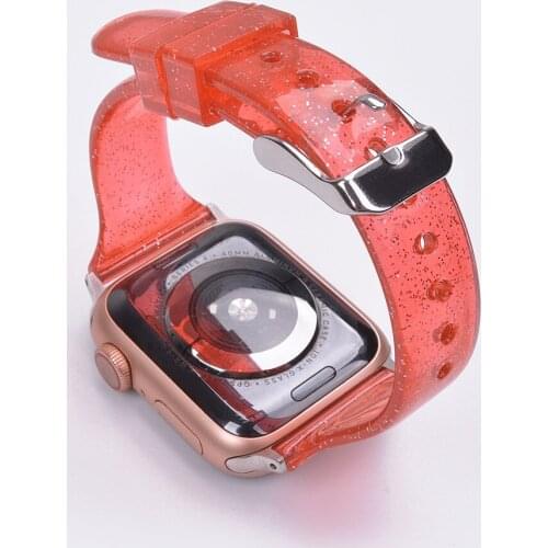 New Translucent Glitter Stylish Strap for Apple Watch Band Series 5 4 3 2 Girls Slim TPU Bracelet for iWatch 40mm 42mm 38mm 44mm