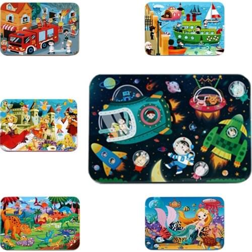 Puzzle Montessori Toys 100 Pieces Of Iron Box Wooden Jigsaw Puzzles For Childrens Educational Early Education Fun Puzzles Toys