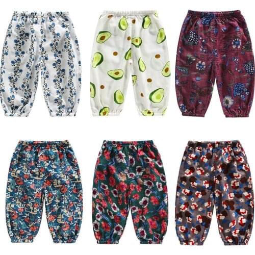 New Spring Summer Kids Boys Girls Thin Anti Mosquito Pants Fashion Print Cotton Bloomers Pants Trousers Baby Pajama Clothing
