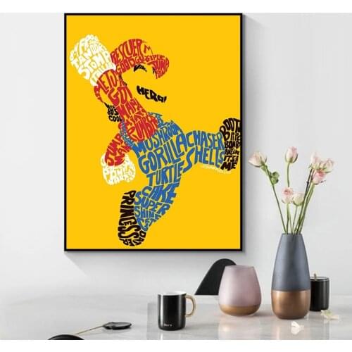 Cartoon Poster Josh Mirman Wordy Mario Canvas Painting Posters and Prints Wall Pictures for Kids Room Cuadros Home Art Decor