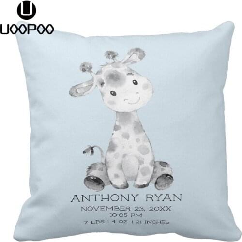 Customized Pillowcase Boy and Girl Cotton Baby Birth Cute Giraffe Pillow Cover Decorative Throw Pillow Cushion Covers for Kids