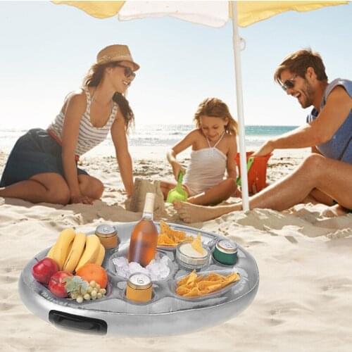 Summer Party Bucket Cup Holder Inflatable Pool Float Beer Drink Cooler Table Bar Tray Beach Swimming Ring Beer Bottle Holder Box