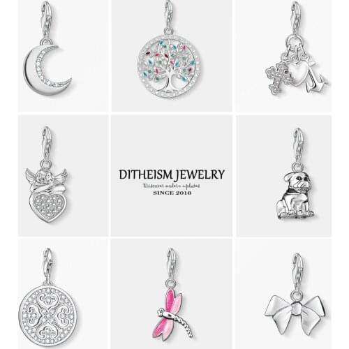 Angel On Pave Heart Charms Pendant,2018 Fashion Jewelry 925 Sterling Silver Trendy Gift For Women Girl Fit Bracelet Necklace Bag