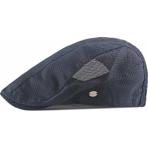 Polyester Spring Summer Solid Color Mesh Newsboy Caps Flat Peaked Cap Men and Women Painter Beret Hats 11