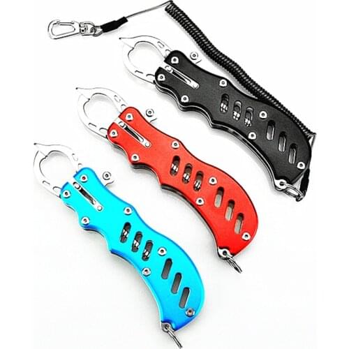 17cm Stainess Steel Portable Fishing Grip Fish Gripper Lip Controller Grabber with Steel Retention Rope