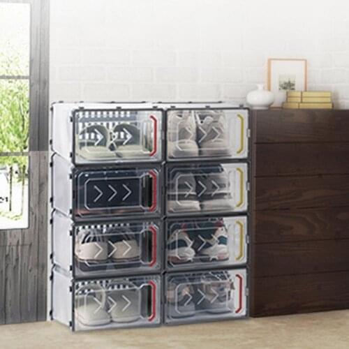Transparent Plastic Shoes Box Detachable Folding Storage Cabinet Rack Home Decor