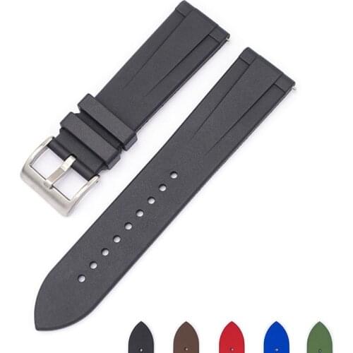 BEAFIRY Watch Band 20mm 22mm Fluoro Silicone Rubber Watch Strap Watchbands Bracelet Waterproof Black Blue Red Brown Green