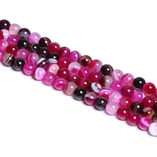 AAA+ Rose Red Banded Agat High Quality Natural Stone Round Beads For Jewelry Making DIY Necklaces Bracelets 4 6 8 10 12 mm