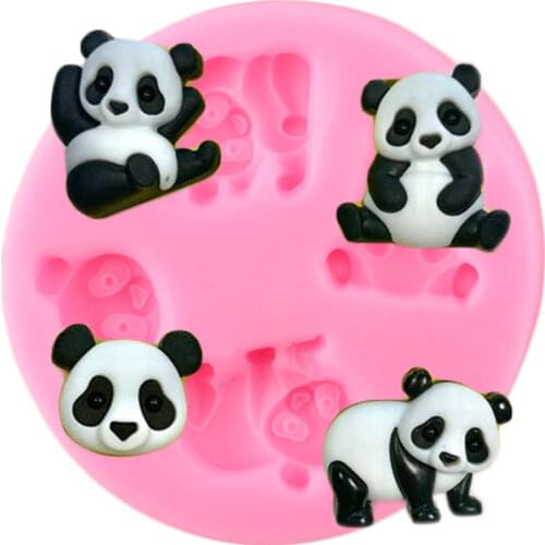 Panda Bear Silicone Mold Animals Cake Decorating Tools DIY Party Cupcake Topper Fondant Mold Candy Clay Chocolate Resin Moulds