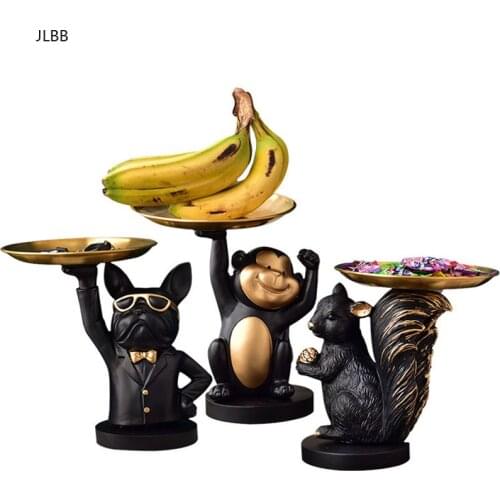 Nordic Dog Statue Monkey Sundries Storage Ornaments Fruit Dish Snack Tray Key Tray Candy Holder Home Shoe Cabinet Decoration