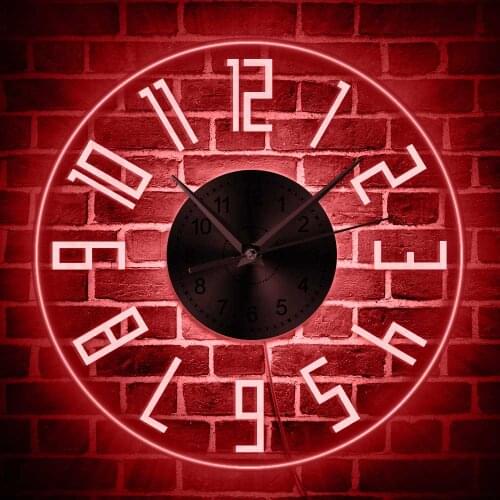Easy To Read Big Arabic Numerals Modern Silent Quartz Wall Clock LED Lighting Illuminated Wall Watch Living Room Decor Wall Lamp