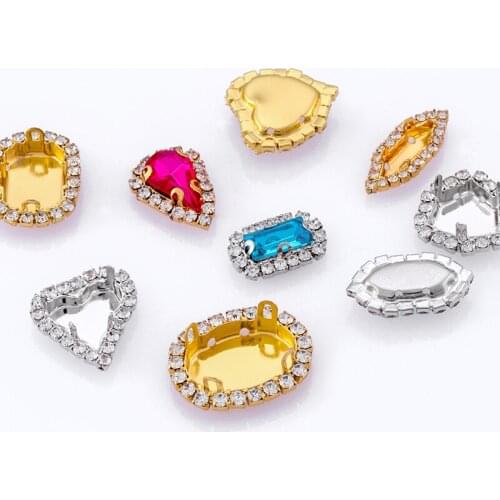 Claw Base Glass Rhinestones Strass Base Shiny Crystals Stones Gold Base Sew on Rhinestones For Clothes DIY Sewing Accessories