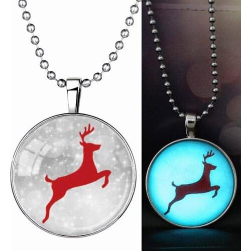 Luminous Necklace Glow In The Dark Christmas Deer Necklace Jewelry Birthday Gift Sweater Choker