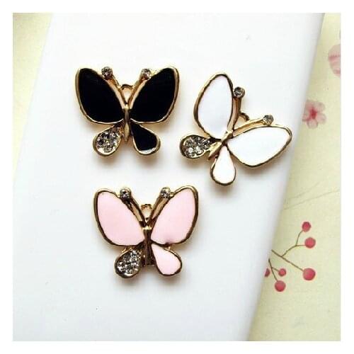 20pcs/ lot 2.2cm*2.3cm Butterfly Cell Phone DIY Alloy Decoration