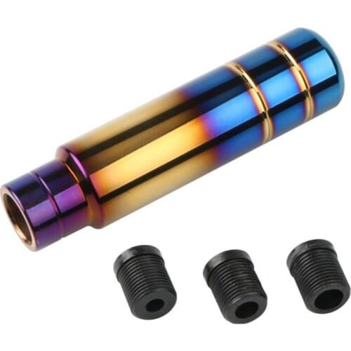 Universal Car Burnt Blue Gold Aluminum 13cm Gear Shift Knob Shifter Lever Head