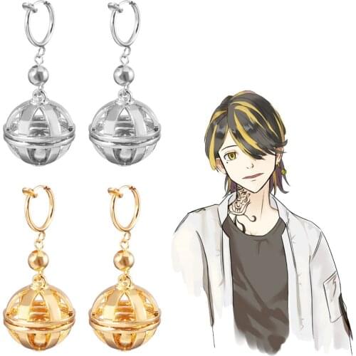 Tokyo Avengers Hanomiya Ichito Pendant Earrings for Women Mens Fashion Jewelry Unusual Metal Ball Cosplay Anime Accessories