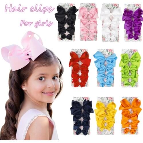 4pc Cute Newborn Kids Baby Girls Big Bow Hair Clips Headwear Ribbon Clip Bowknot Hair Accessories Photography Props Pink