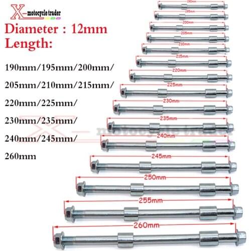 Motorcyle parts Front Rear wheel hub 12mm 190mm-215mm220mm245mm260mmAxle shaft axis sleeve Fit PIT PRO Trail Dirt Bike QUAD ATV