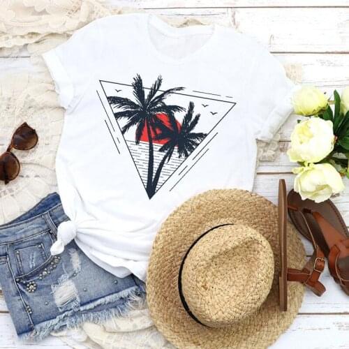Women Graphic Lady Palm Tree Beach Printed 90s Fashion Horror Skull Tees Print Tops T Shirt Clothing Female Shirt Womens T-Shirt