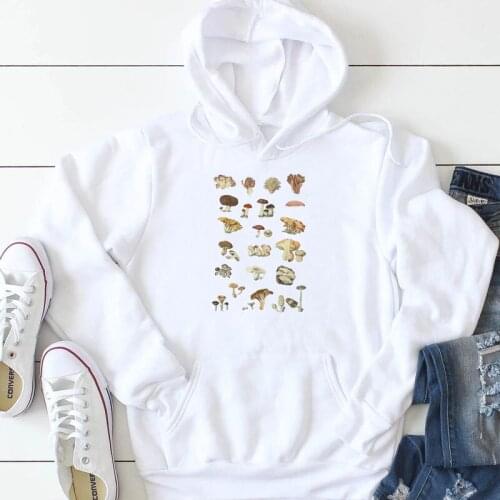 Mushrooms botanical 90s vintage style hoodies women fashion pure cotton graphic hipster hoodie vintage slogan pullovers art tops