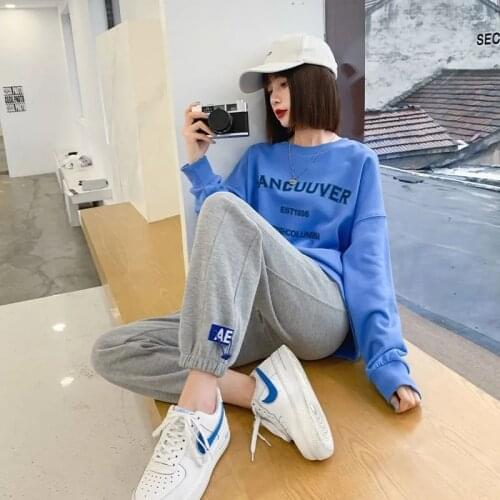 Women Gray Sweatpants Spring Autumn New Slim Wide Leg Sport Trousers Casual Loose Harem Streetwear Pants Black Drawstring Pants