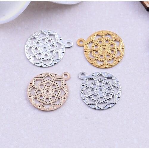 10pcs/lot zhu ru 17.8*14mm Hollow flower leaves leaf Shape Charms Pendant For DIY Supplies for jewelry Earrings Accessories