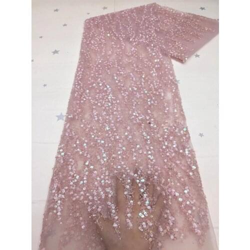 2021 African Sequin Lace Fabric Pink Embroidery Nigeria Mesh Lace Fabric Bridal High Quality French Tulle Lace Fabric D449