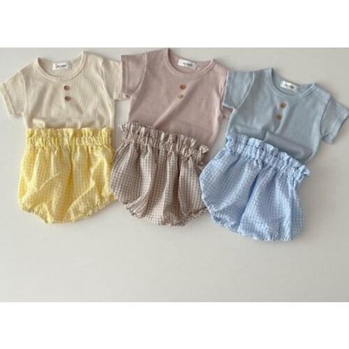 2021 New boys girls 2 pcs set t shirt+shorts cotton summer soft fashion babys suits